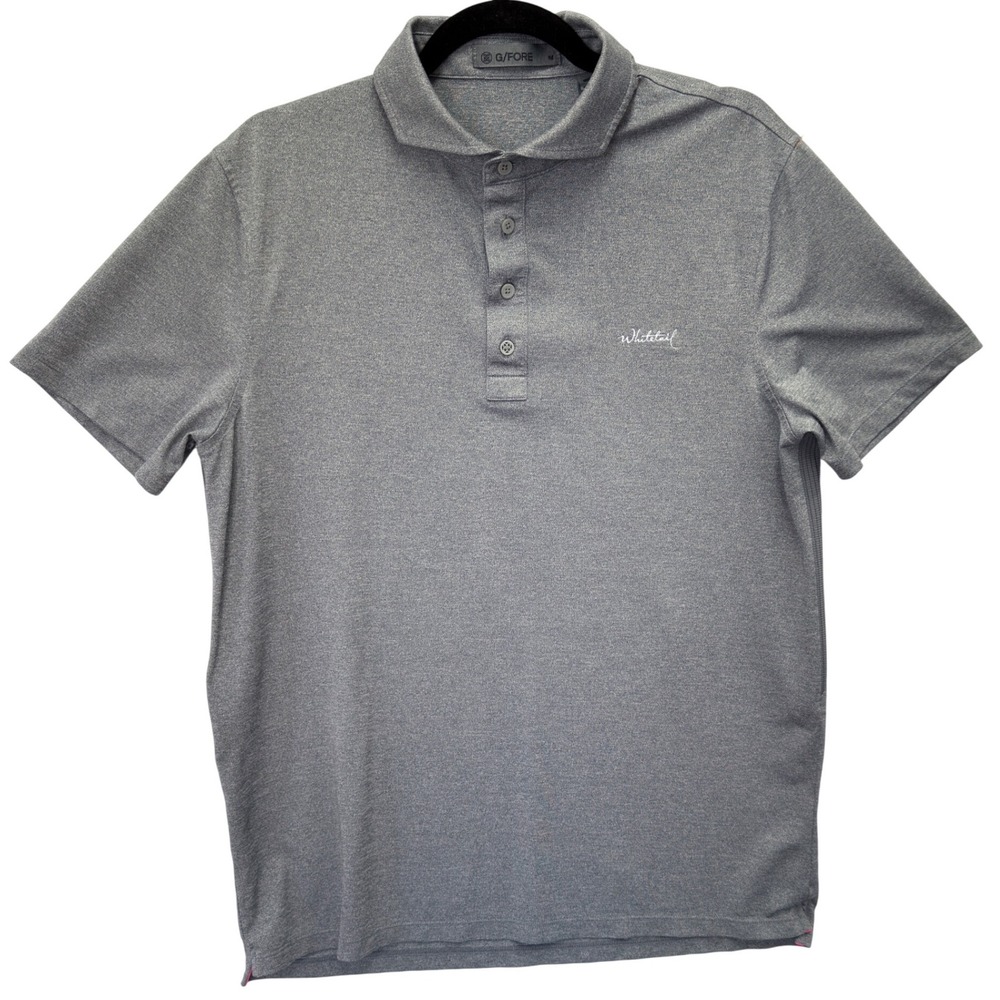 G/FORE Mens Whitetail Golf Polo Shirt Heather Grey Performance Short Sleeve M